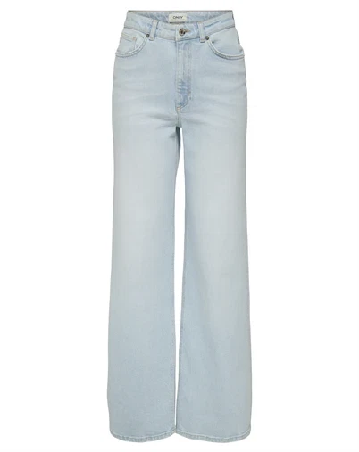 Only - ONLJuicy HW Wide Leg Jeans - Light Blue Bleached Denim